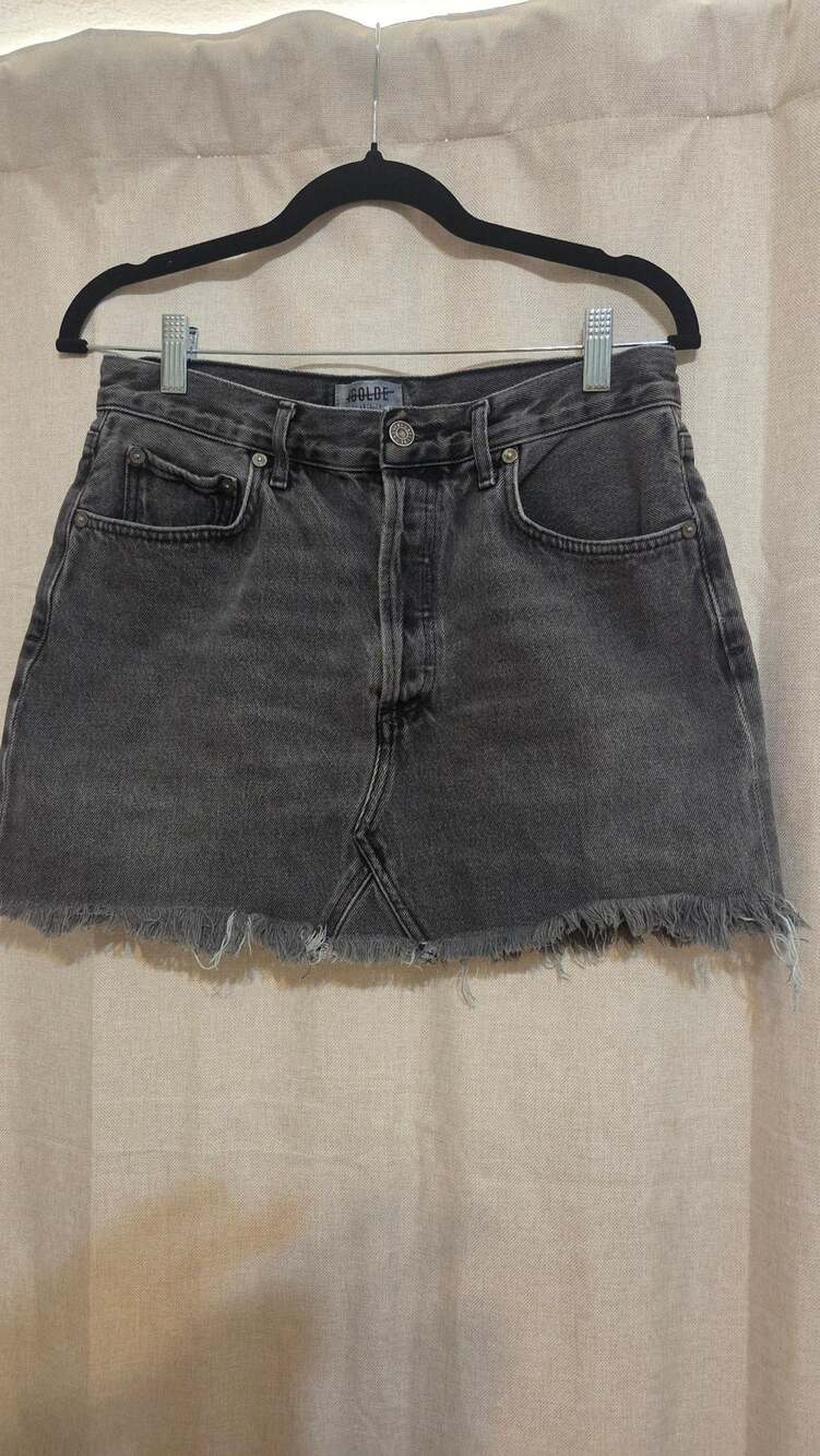 Agolde Denim Skirt Size 29 Black Raw Hem Jean Skirt